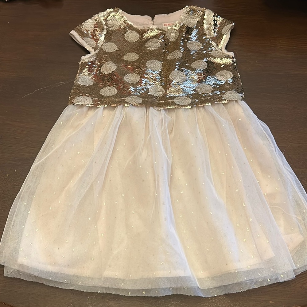 Du Pareil Gold Shimmer and Sequence Party Dress Toddler Size 3